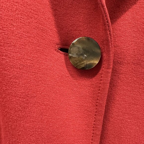 Talbots Womens Blazer Jacket Size 12 Solid Red Button Pockets Stretch Wool Blend - Picture 7 of 13